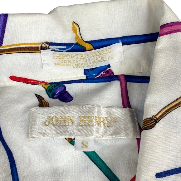 Vintage John Henry Artist Paint Print Button Down Shirt - Picture 2 of 16